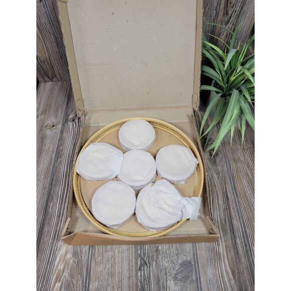 Vintage Bamboo Coaster Tray Set, Pressed Floral, NIB - Picture 3 of 5